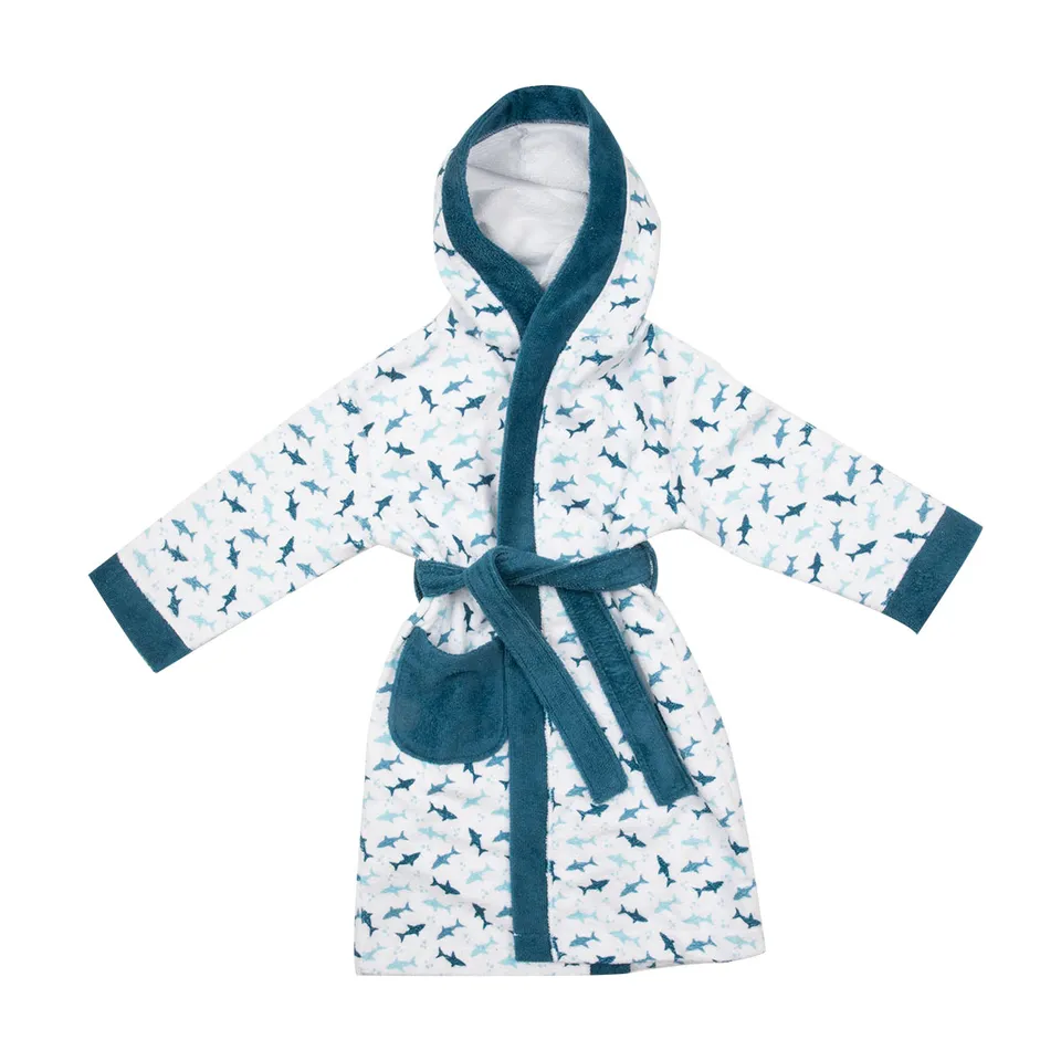 Toys Center Baby accappatoio bimbo squali bianco blu cotone