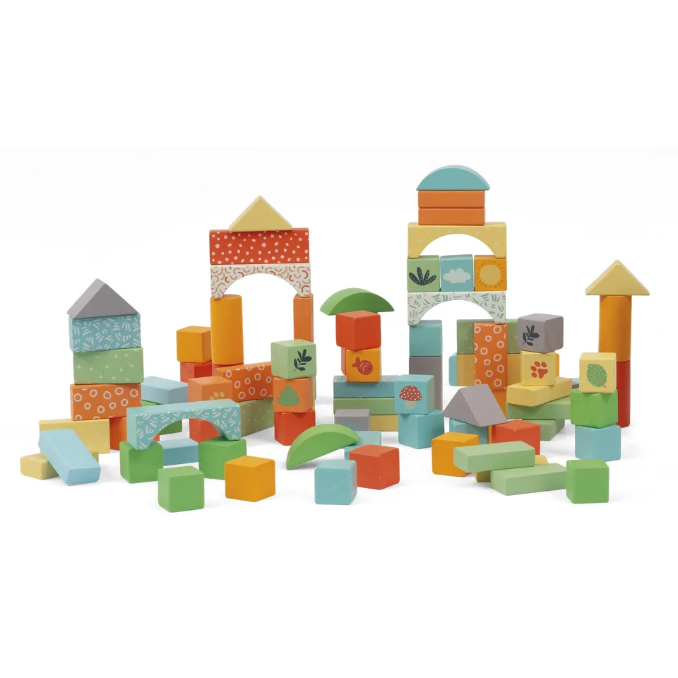 Wood'n Play set 100 blocchi costruzioni legno colorati FSC