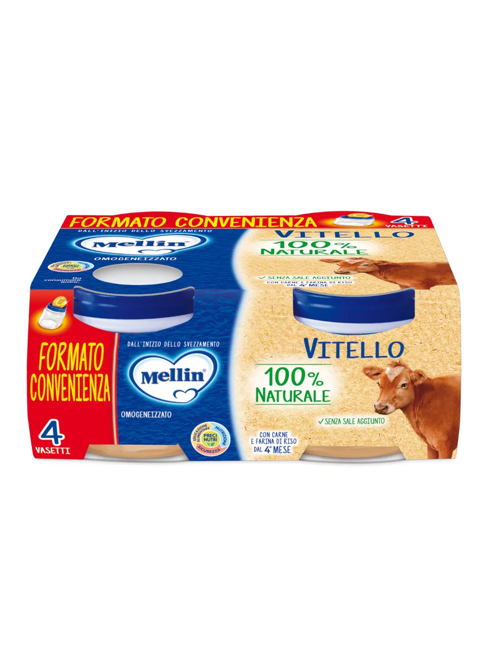 Mellin omogeneizzato vitello 4x80 g senza sale aggiunto