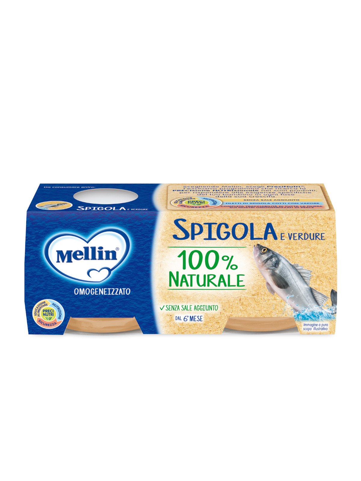 Mellin PreciNutri omogeneizzato spigola 2x80 g 6 mesi