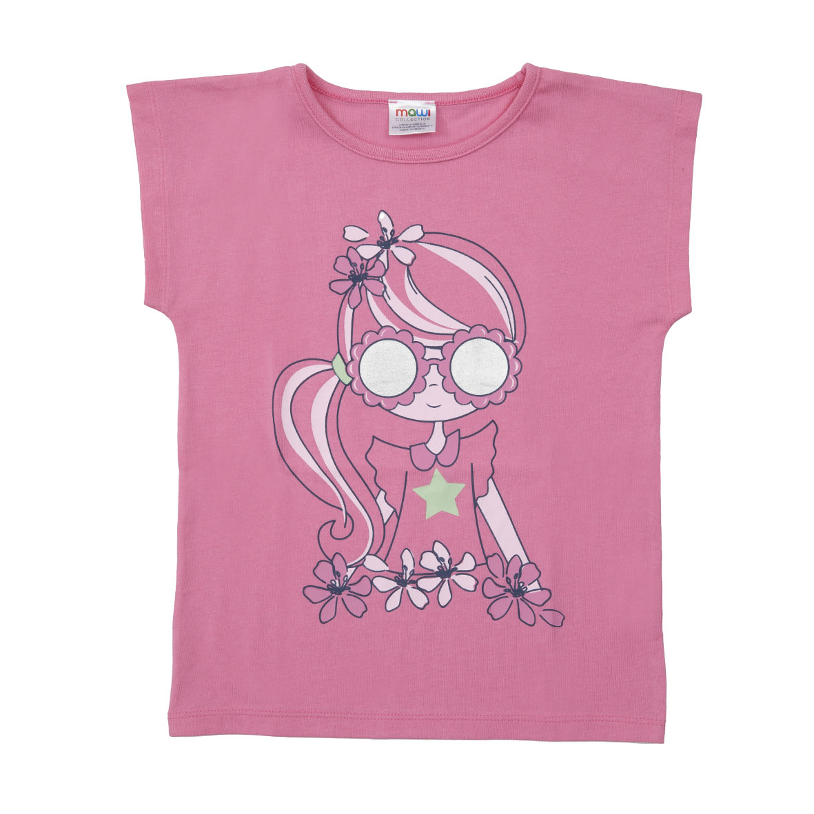 T-shirt giromanica rosa bimba e fiorellini bambina jersey