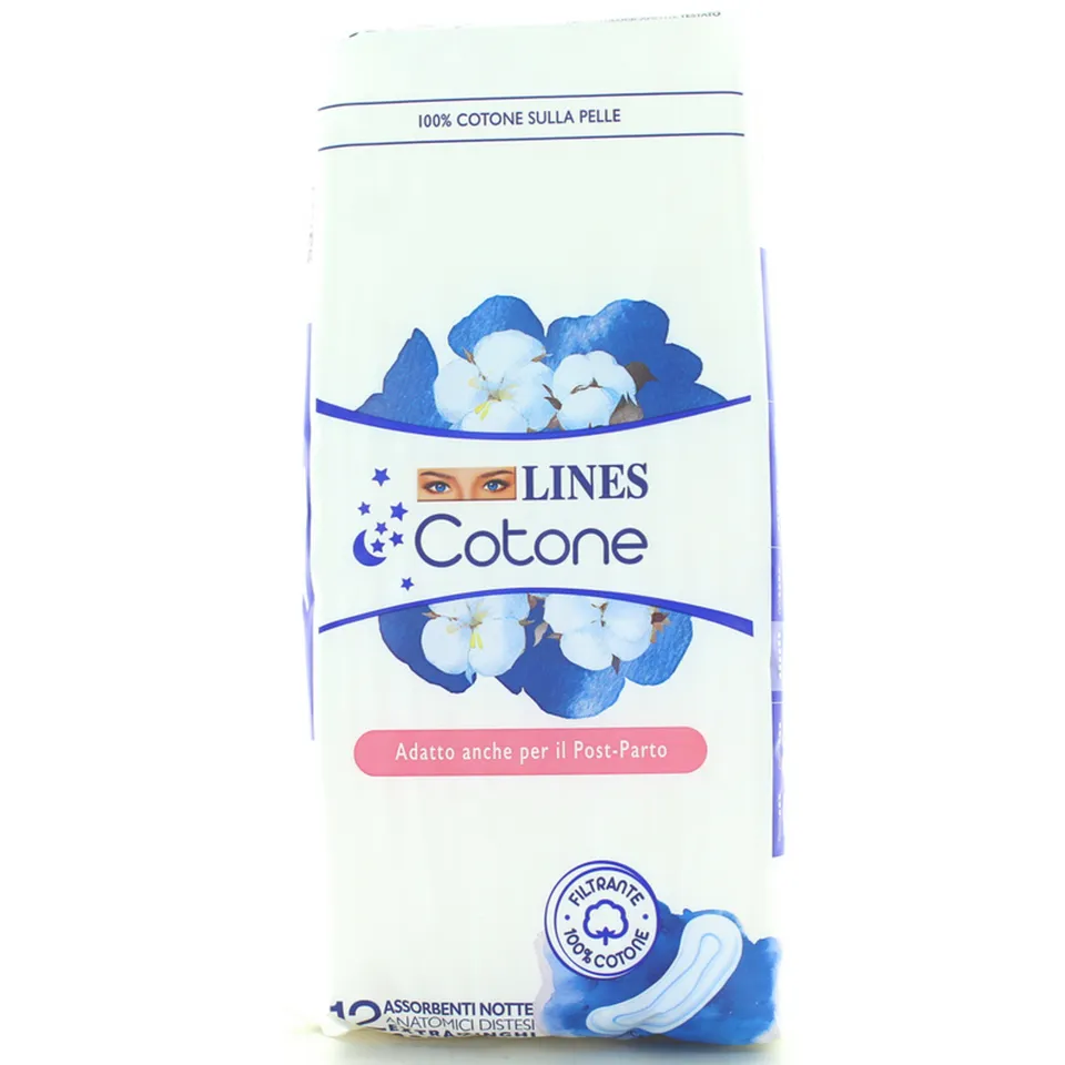 Lines Assorbenti Cotone Notte Extra Lunghi 12 Pz