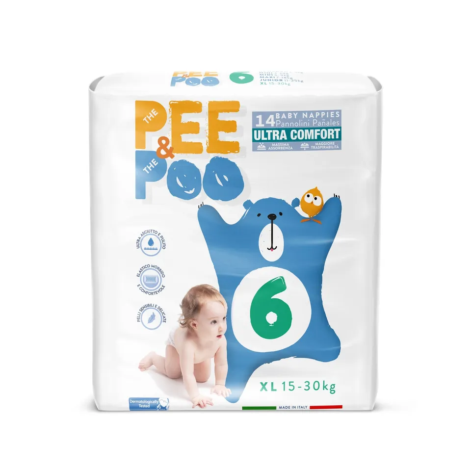 Pee & Poo Ultrafit XL pannolini 14 pz in cotone