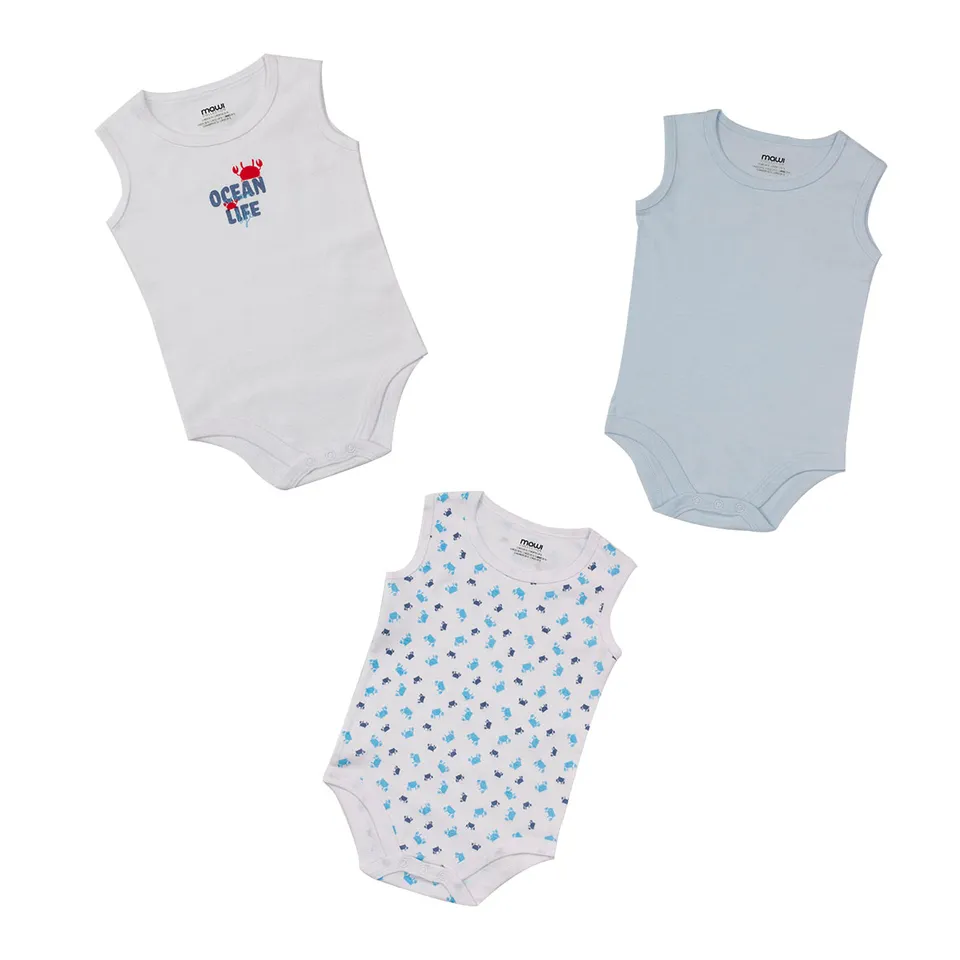 Mawi Granchietti Body Canotta 3 Pezzi Bianco Azzurro