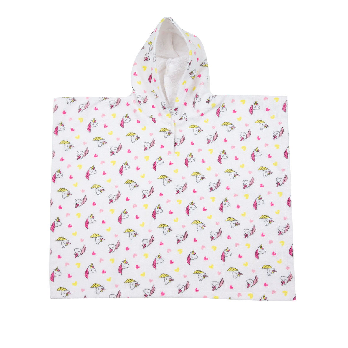 Mawi poncho spugna cotone con cappuccio unicorno