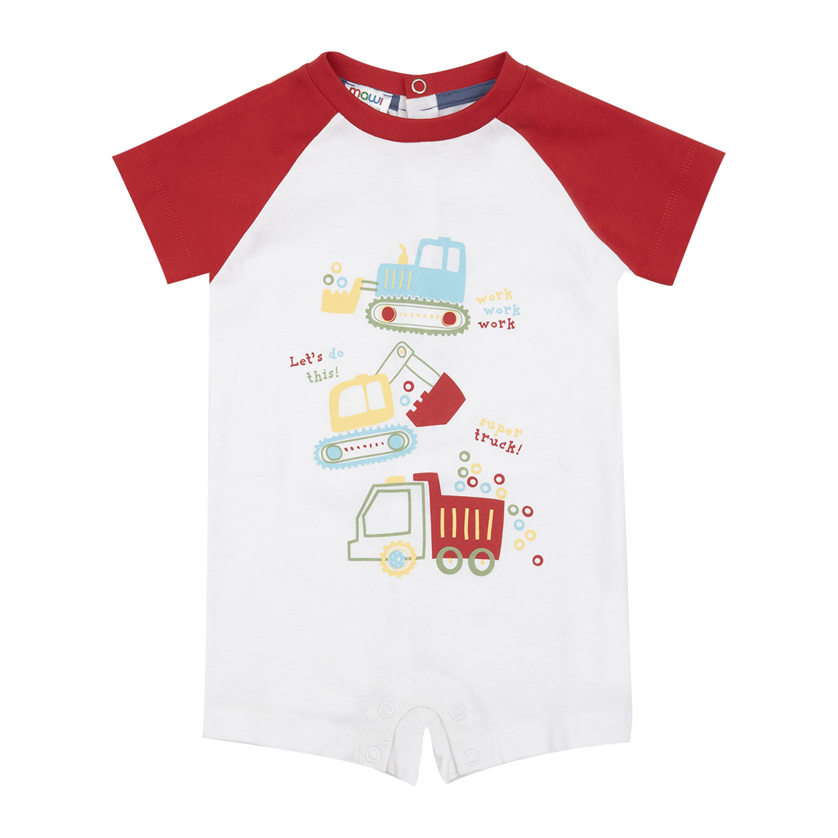 Escavatori pigiama intero jersey bimbo bianco rosso