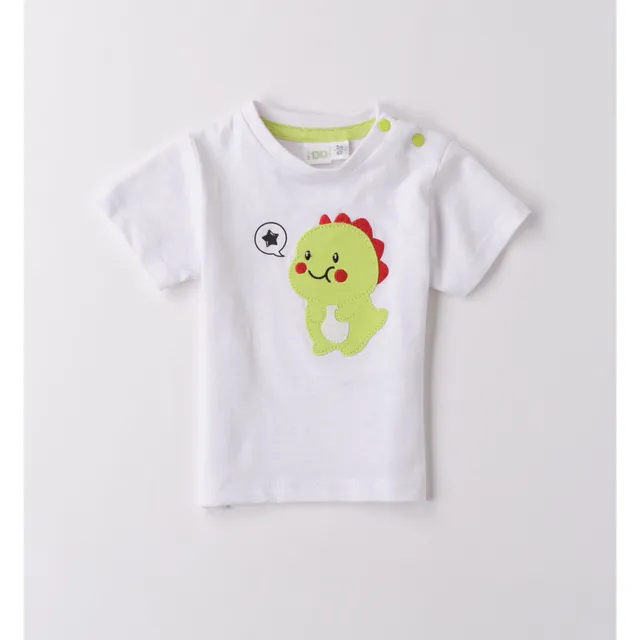 iDO t-shirt bimbo bianca dino maniche corte cotone