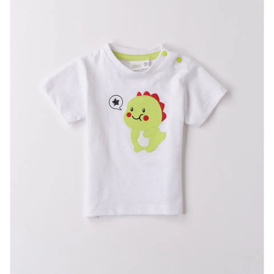iDO t-shirt bimbo bianca dino maniche corte cotone
