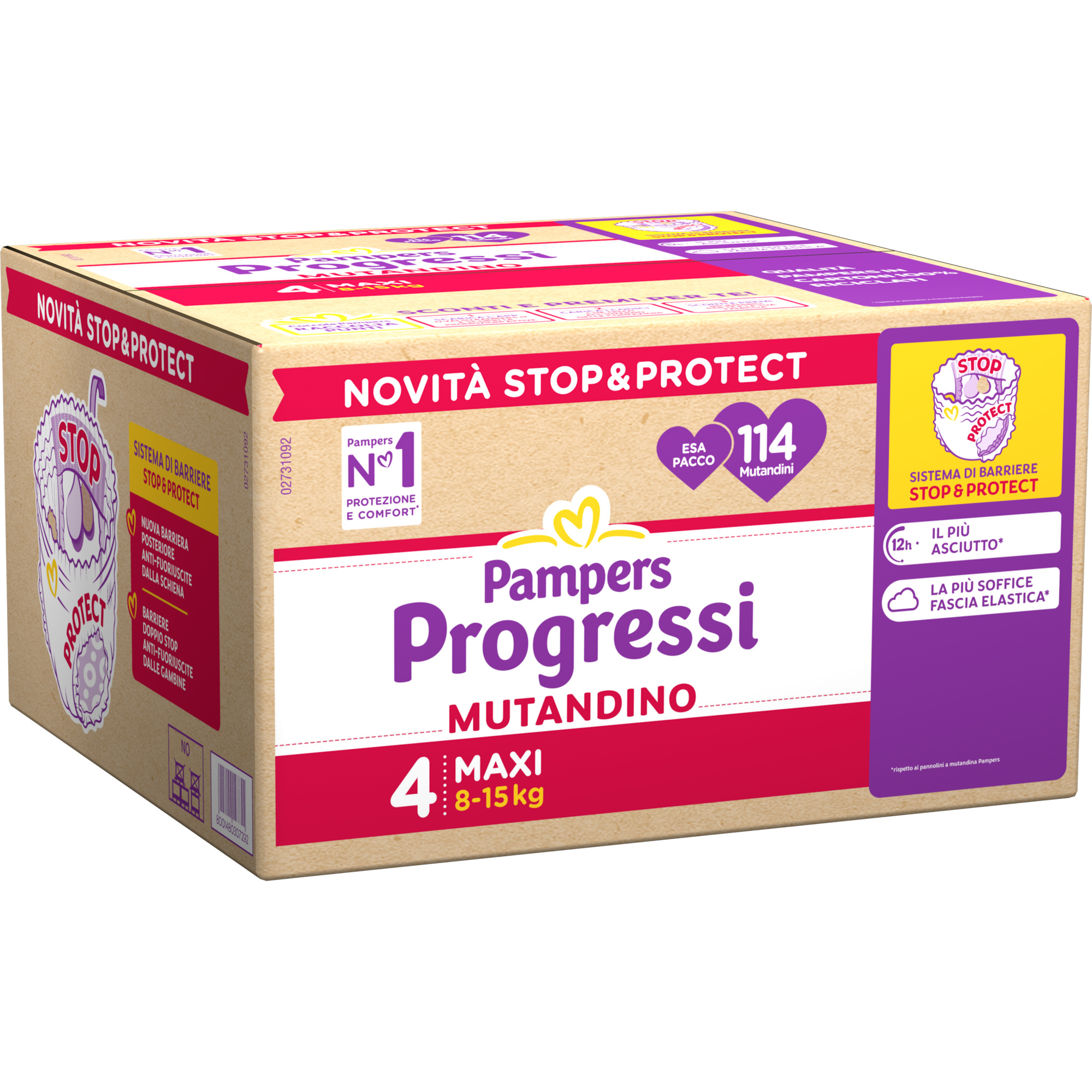 Pampers Progressi Mutandino Taglia 4 Maxi Pannolini 114 pz 8-15 kg