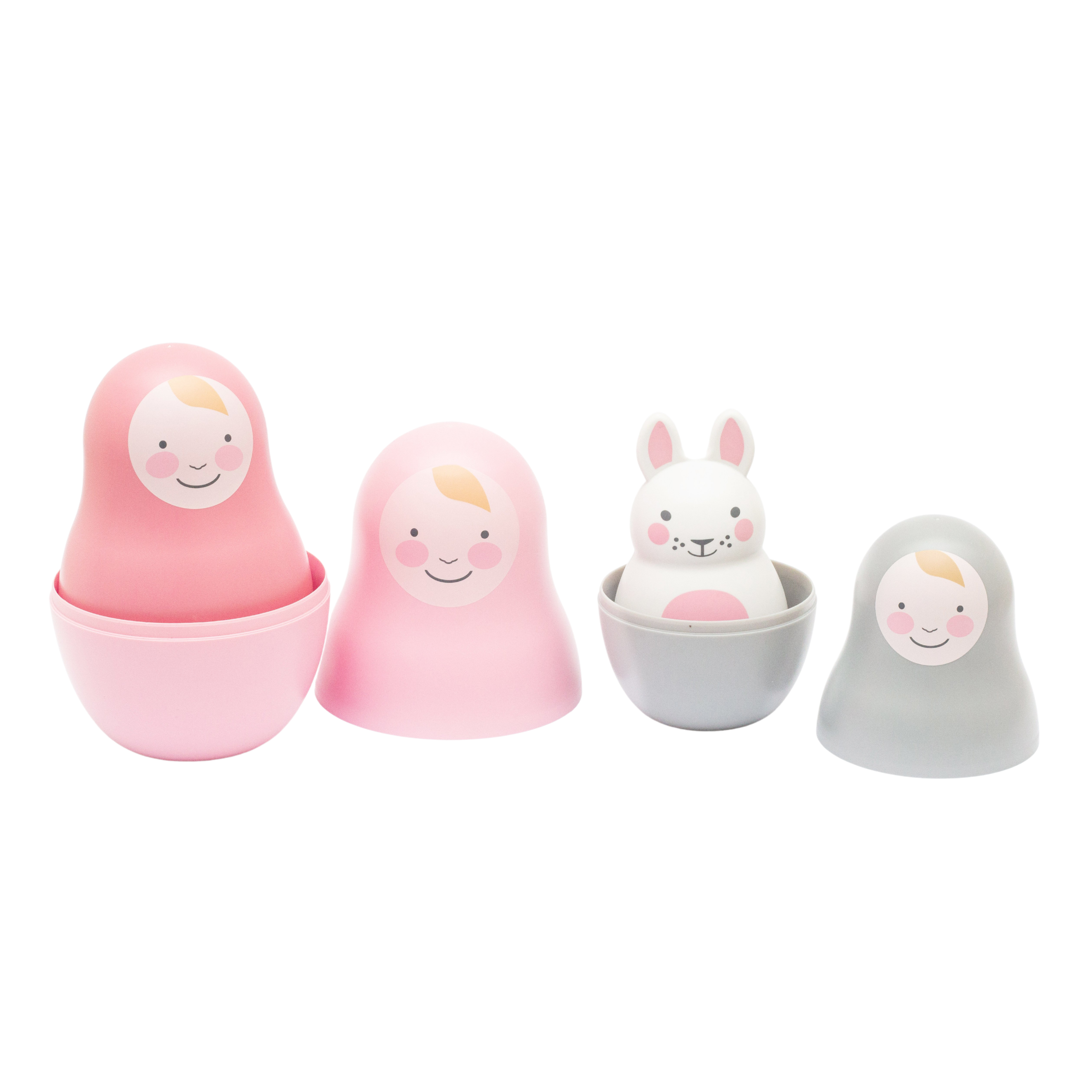 Rosa & Bo Nesting Babies bambole impilabili con sonaglio
