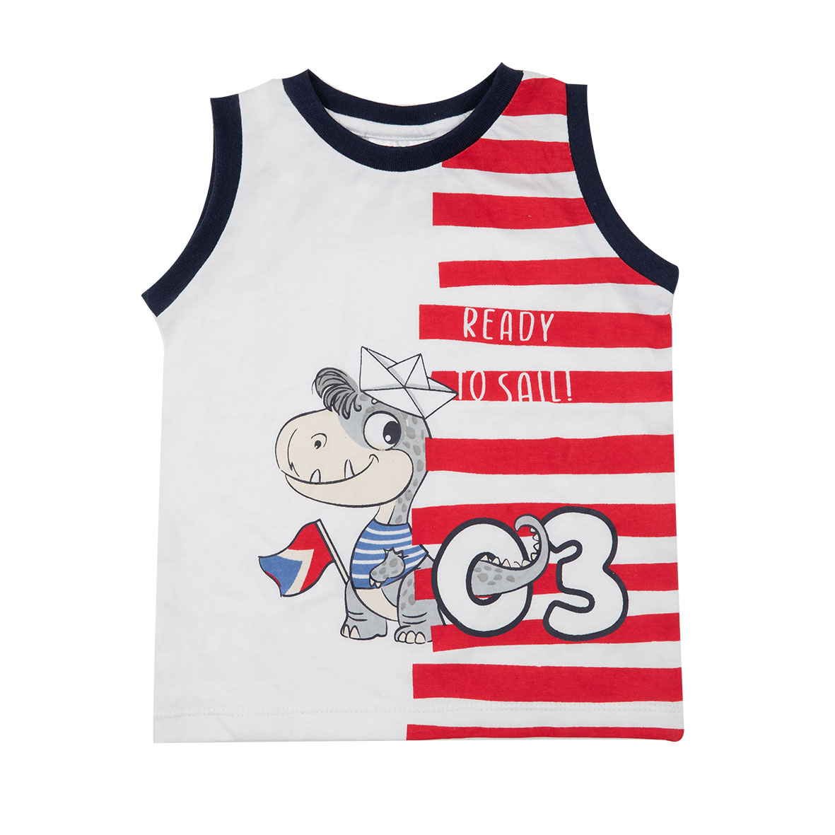 Canotta jersey bianca stampa Dino per bambino