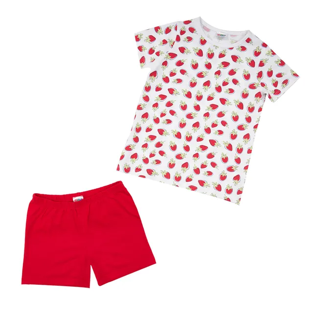 Toys Center Baby pigiama bimba bianco rosso fragoline 2 pezzi