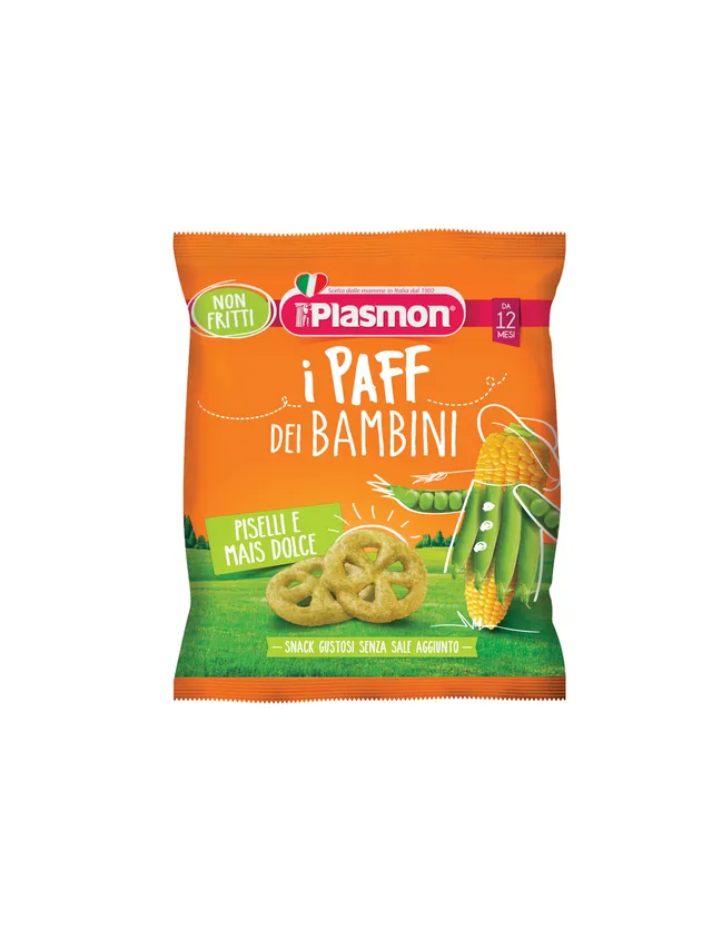 Plasmon Paff Piselli e Mais Snack 15g dai 12 mesi
