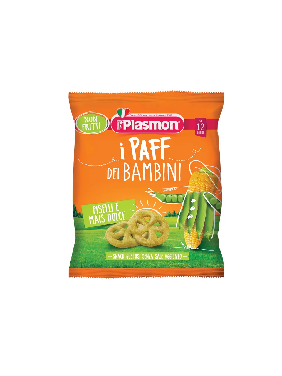 Plasmon Paff Piselli e Mais Snack 15g dai 12 mesi