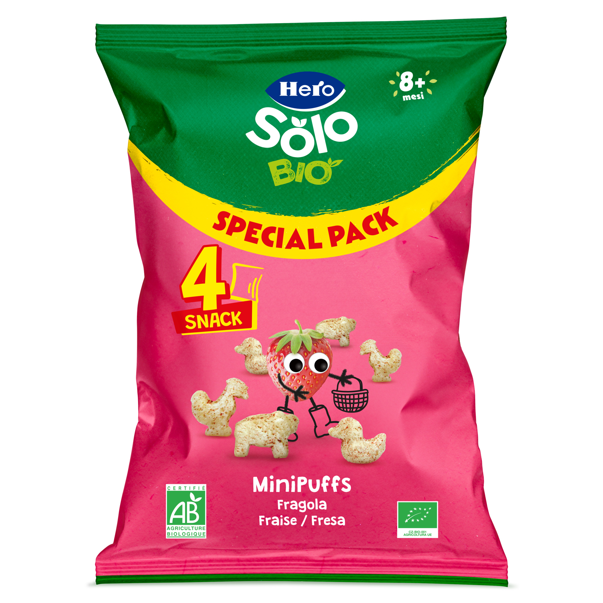Hero Solo Bio Minipuff Fragola snack bio 4x15 g 8 mesi+