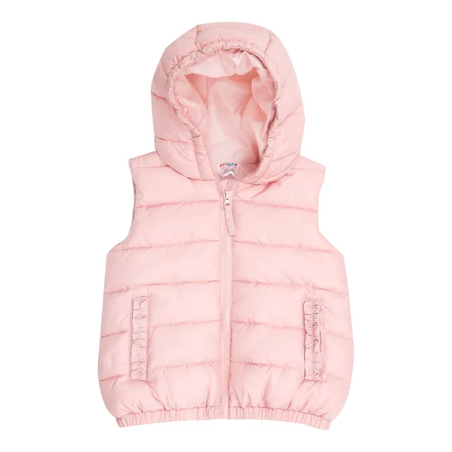 Gilet imbottito bimba rosa con cappuccio casual