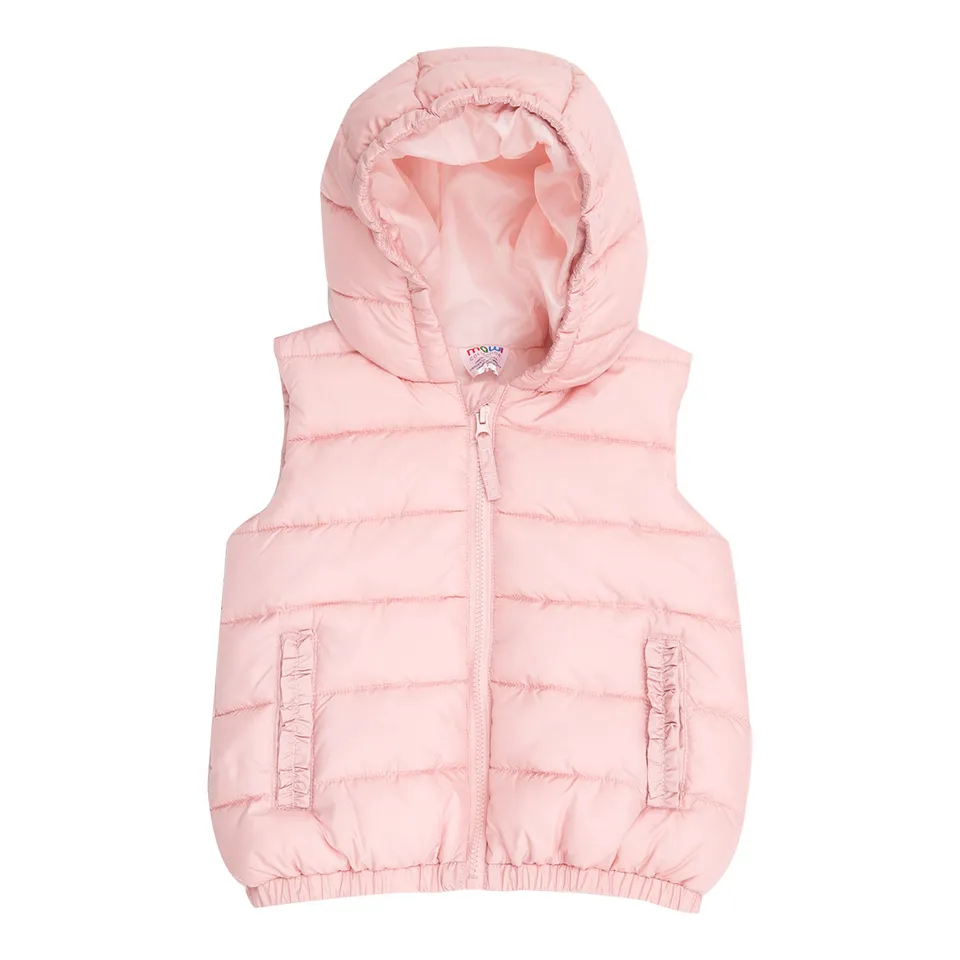 Gilet imbottito bimba rosa con cappuccio casual