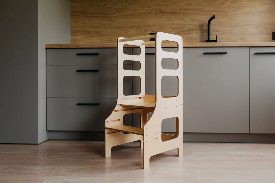 The Dida Torre Apprendimento Montessori legno naturale regolabile