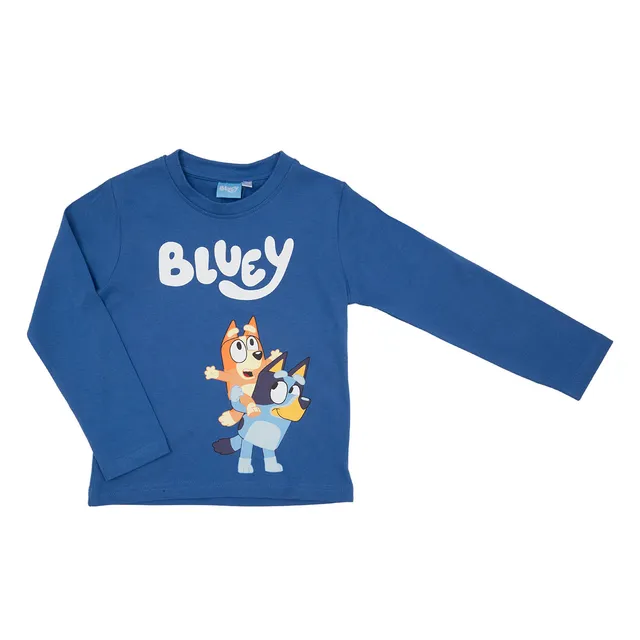 Bluey T-shirt Manica Lunga Bimbo Blu Girocollo Cotone