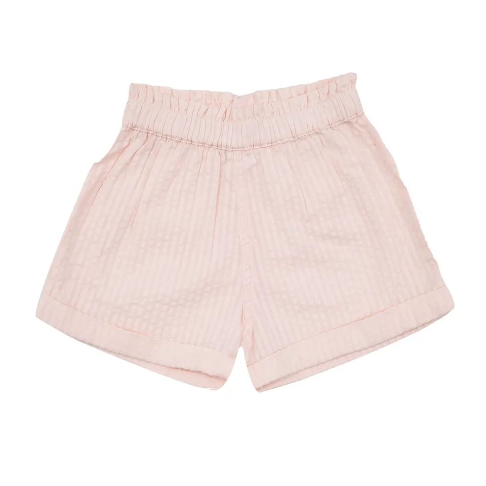 Short arricciato bimba rosa antico elastico in vita