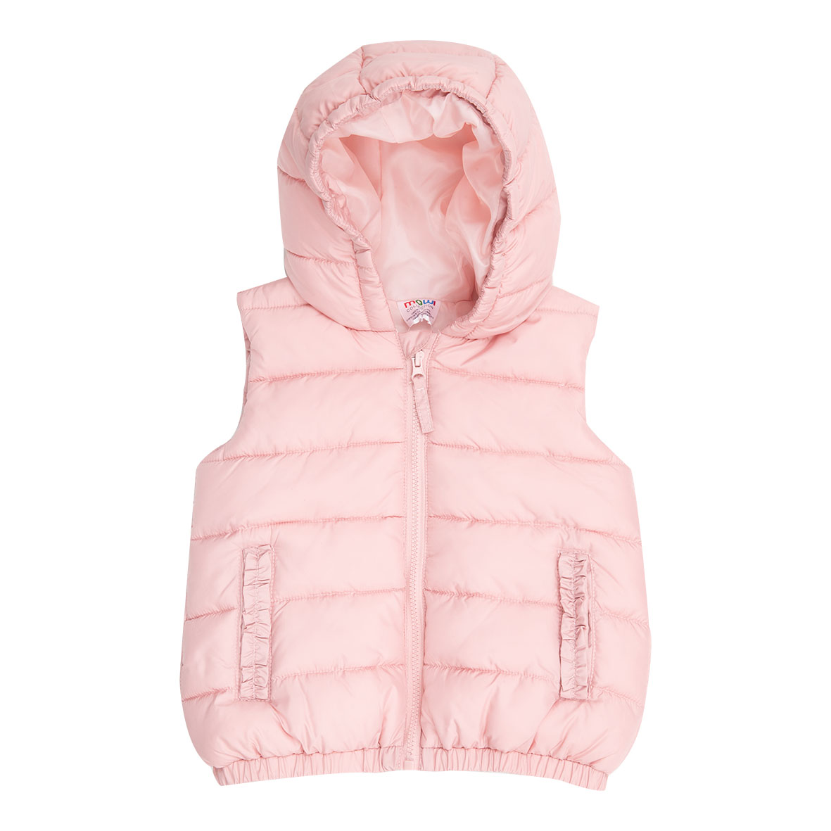 Gilet imbottito bimba rosa con cappuccio casual