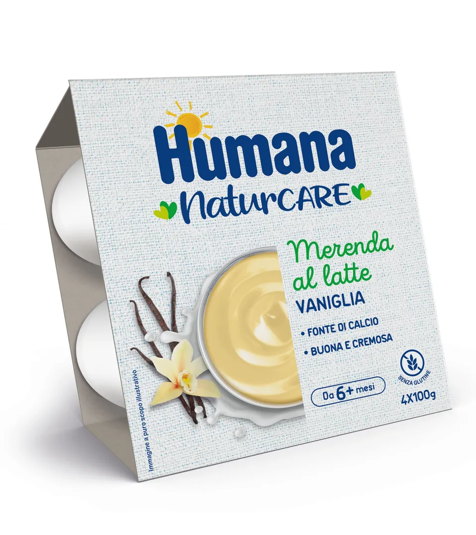 Humana Merenda Latte Vaniglia 4x100 g con Calcio