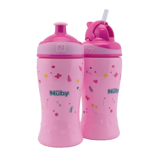 Nuby Flip-It Free Flow borraccia bimbi 2x360 ml rosa