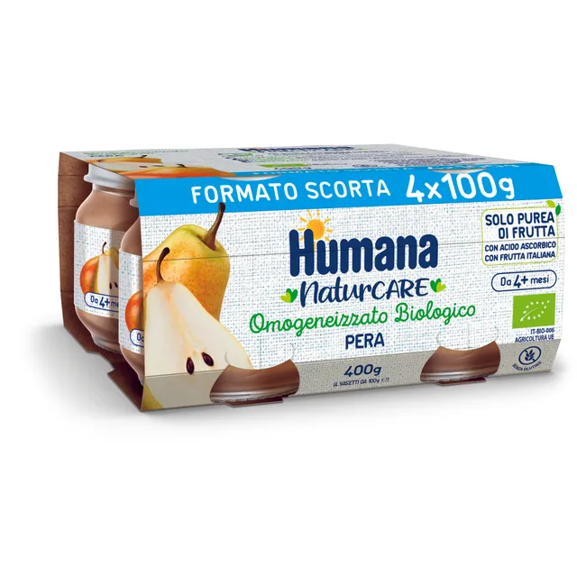 Humana Omogeneizzato Pera Bio 4x100 g dal 4° mese