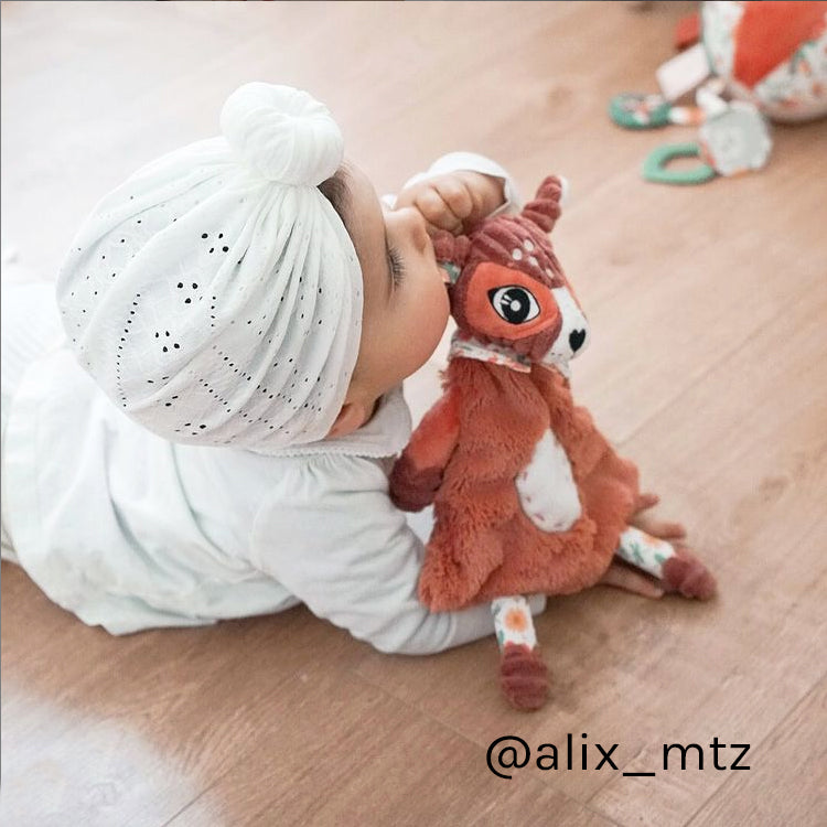 Les Deglingos Mélimélos doudou cervo rosso terracotta