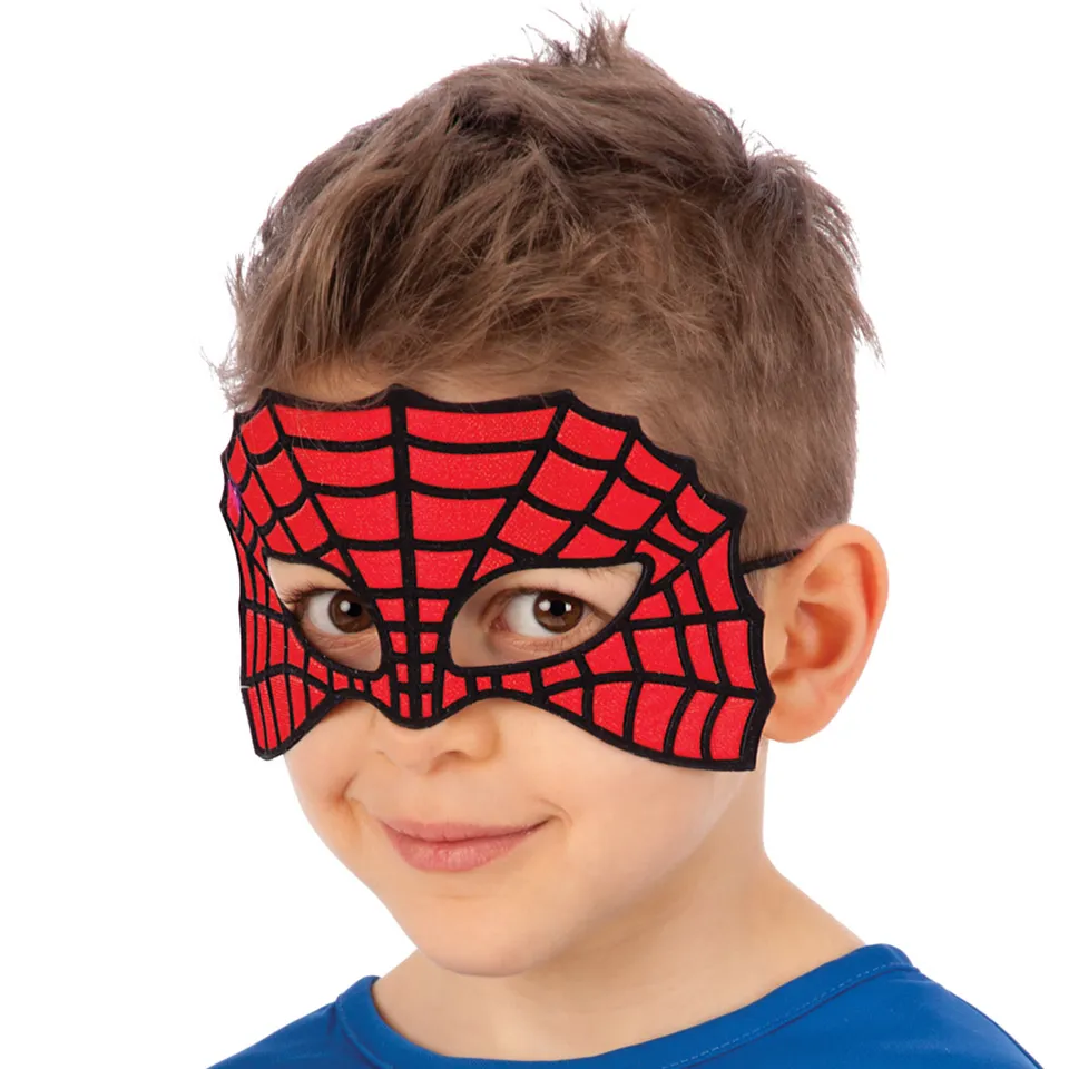 Maschera Uomo Ragno bimbo rossa tessuto rifrangente carnevale