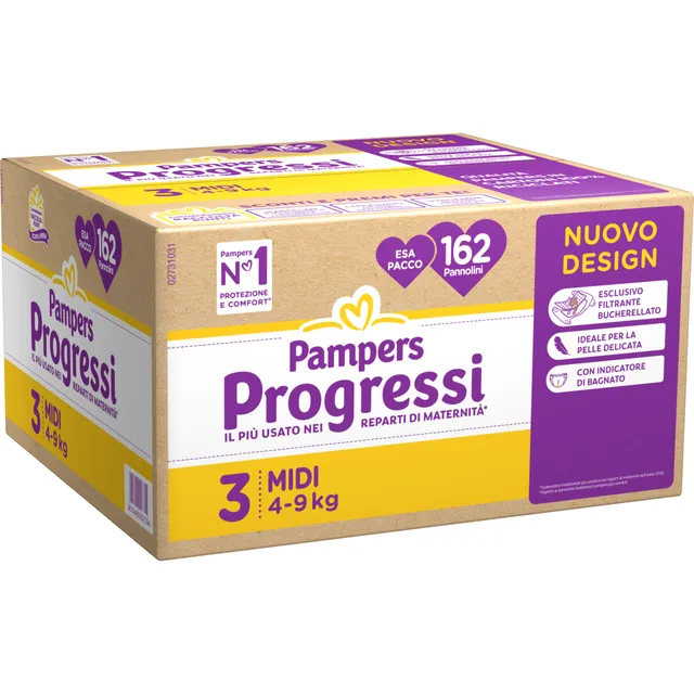 Pampers Progressi pannolini taglia 3 midi 162 pezzi