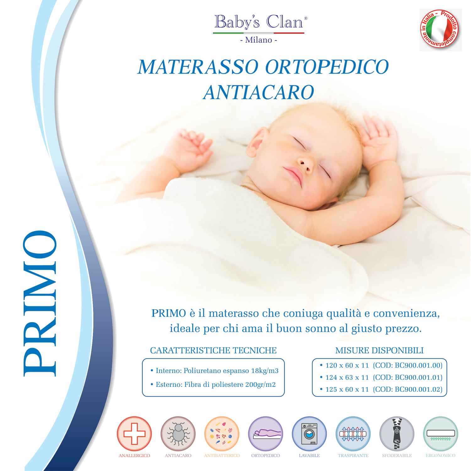 Baby's Clan Primo materasso lettino sfoderabile