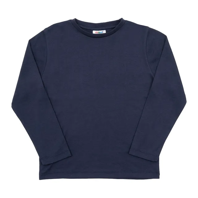 T-shirt basic manica lunga bimbo blu scuro jersey girocollo