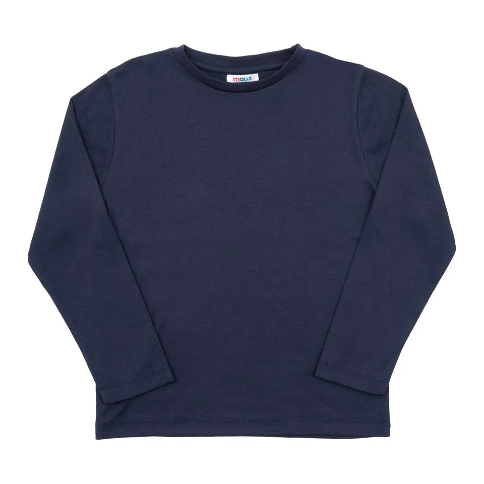 T-shirt basic manica lunga bimbo blu scuro jersey girocollo