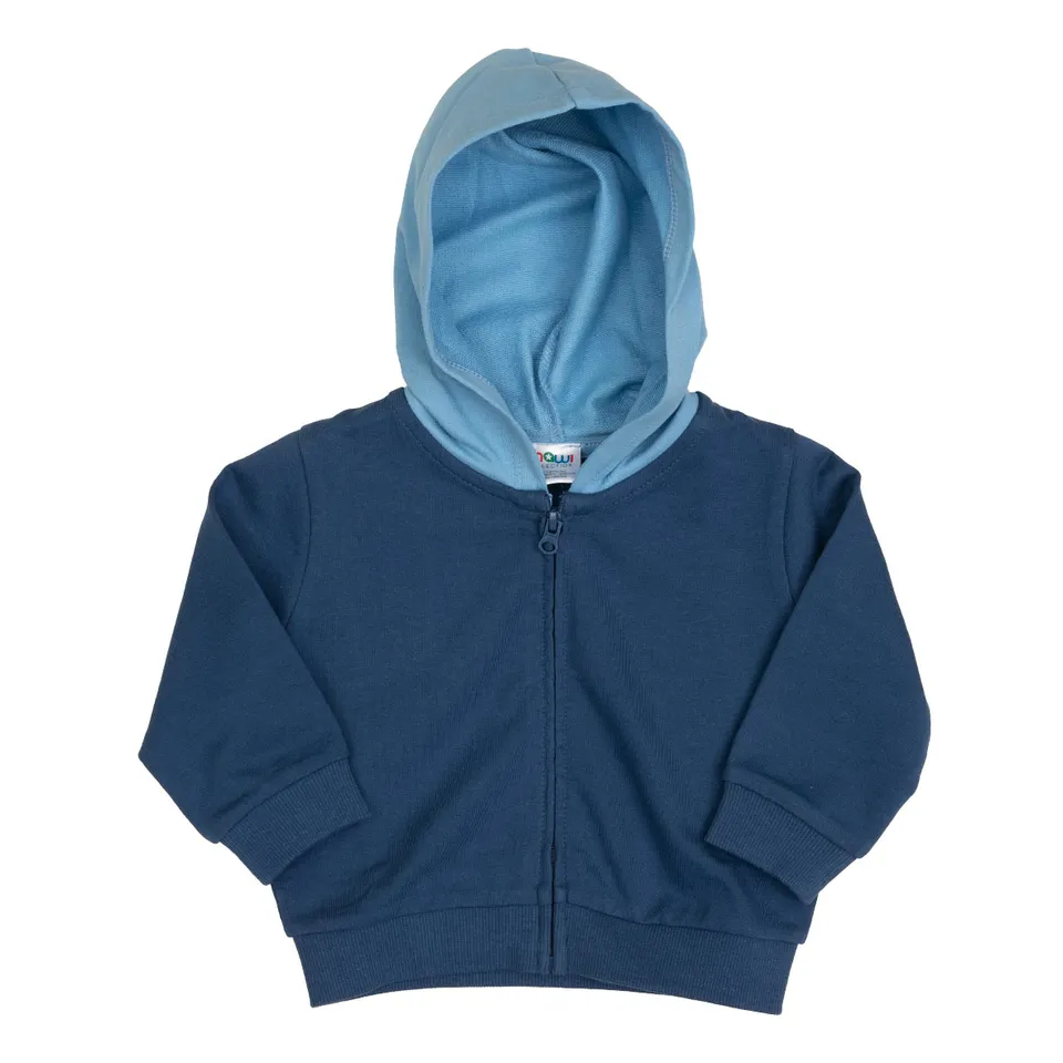 Felpa bambino zip cappuccio french terry blu azzurro