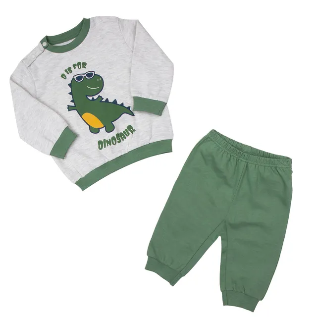 Mawi Baby Dino pigiama felpa 2 pezzi mano calda bicolore