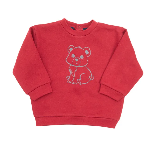 Felpa bimbo bordeaux orsetto bottoni clip