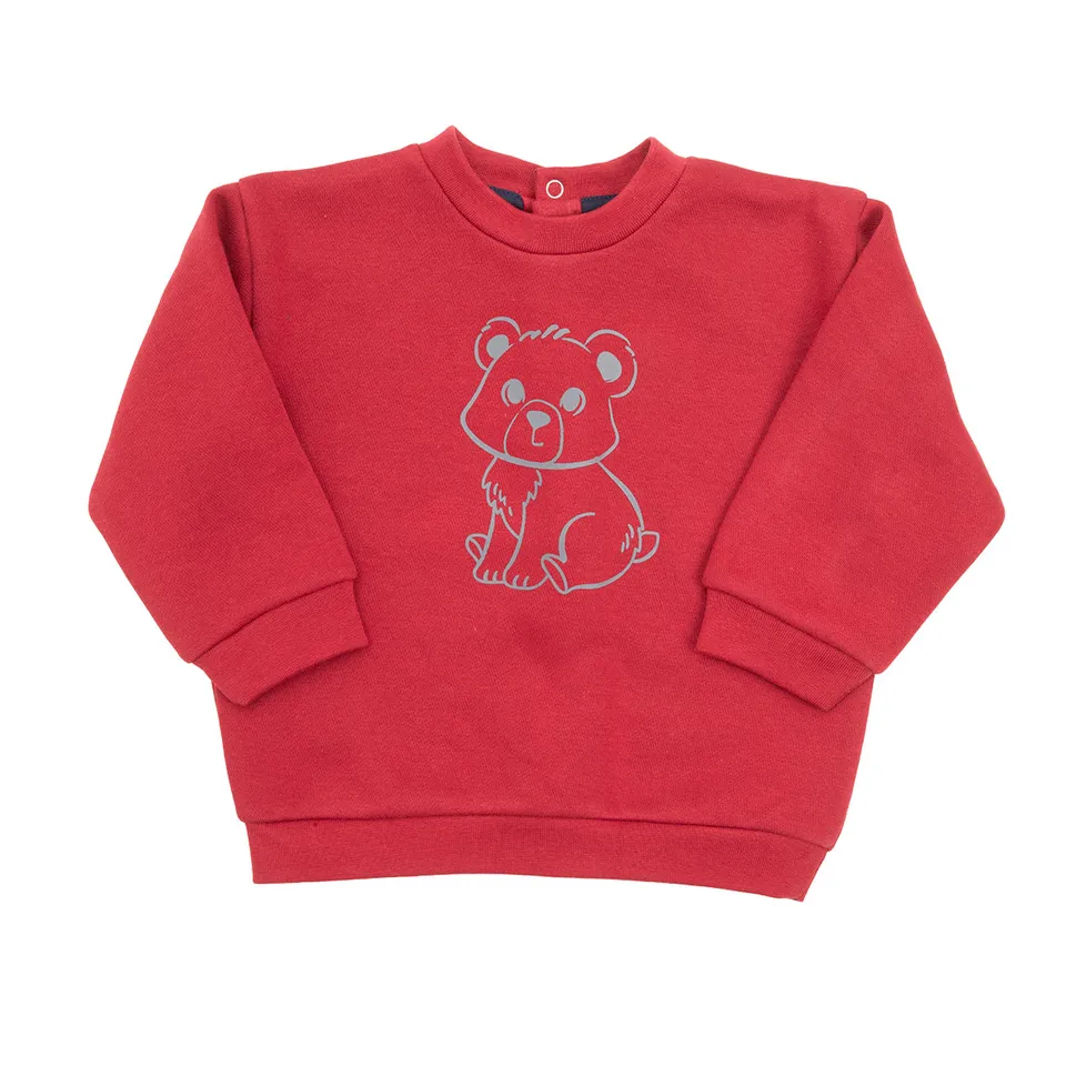 Felpa bimbo bordeaux orsetto bottoni clip