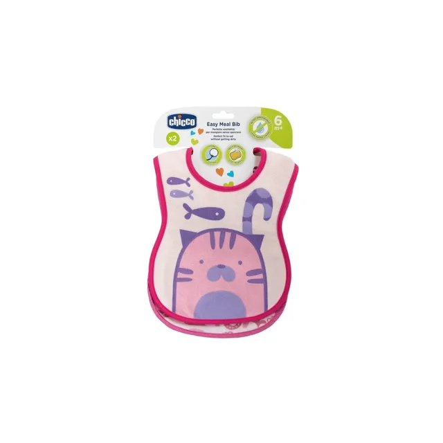 Chicco Bavaglini Rosa 6M+ Set 2 Pezzi Pappa
