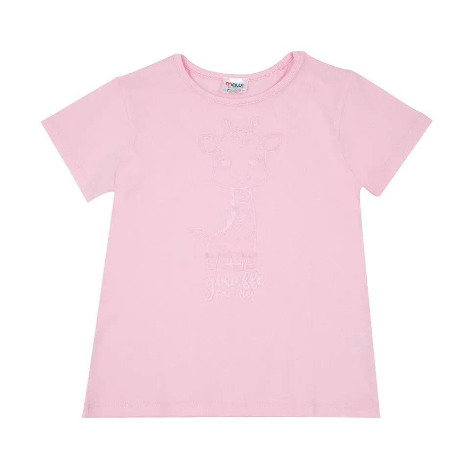 Mawi Giraffe Family t-shirt bimba rosa jersey cotone