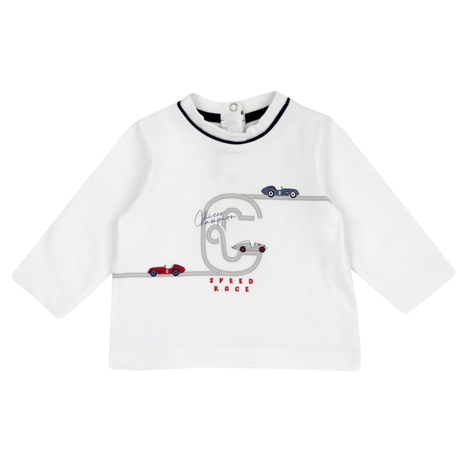 Chicco t-shirt manica lunga bimbo panna macchinine cotone