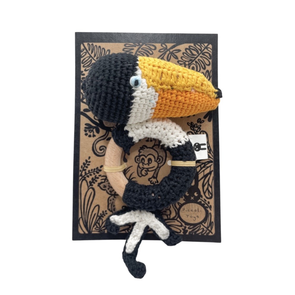 Piccoli Toys Ambrogio Sonaglino Tucano uncinetto cotone