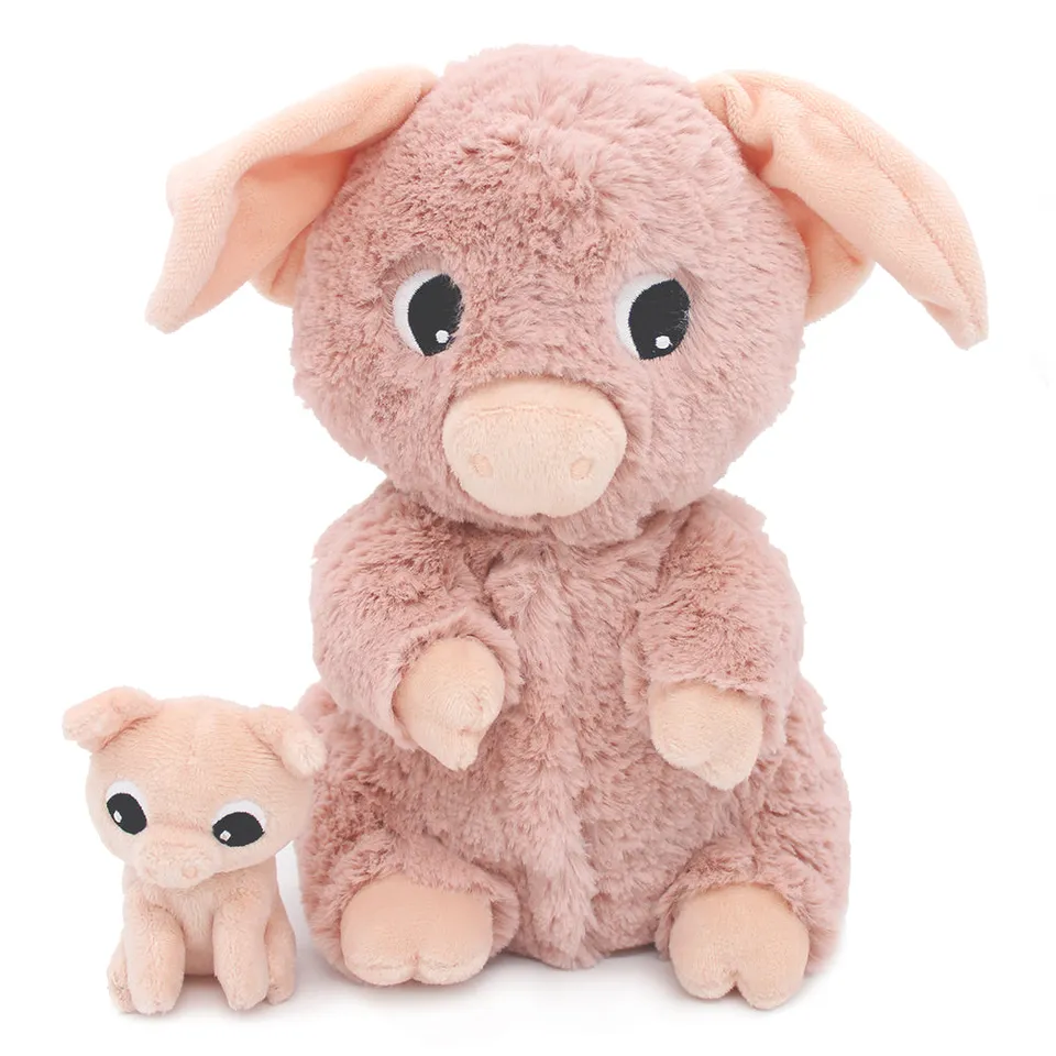 Les Deglingos Ptipotos Barbekiou peluche maiale rosa con bebè