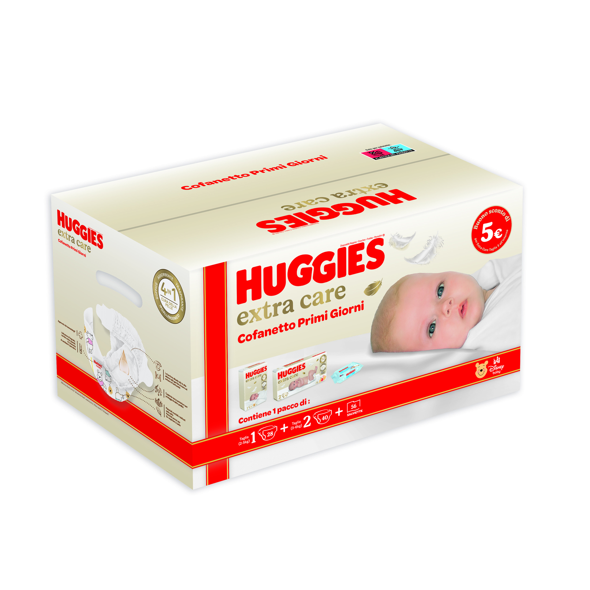 Huggies Extra Care starter kit taglia 1 e 2 124 pz