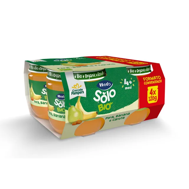 Hero Solo omogeneizzato pera banana carota 4x120g