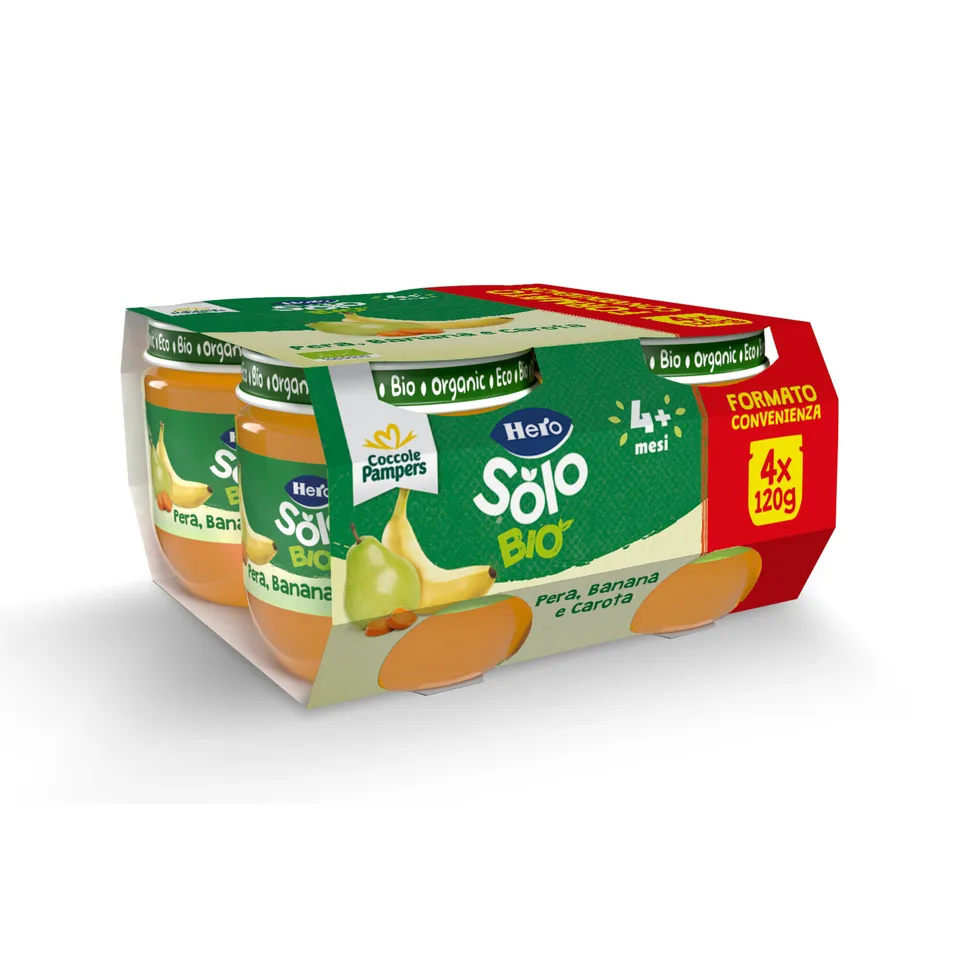 Hero Solo omogeneizzato pera banana carota 4x120g