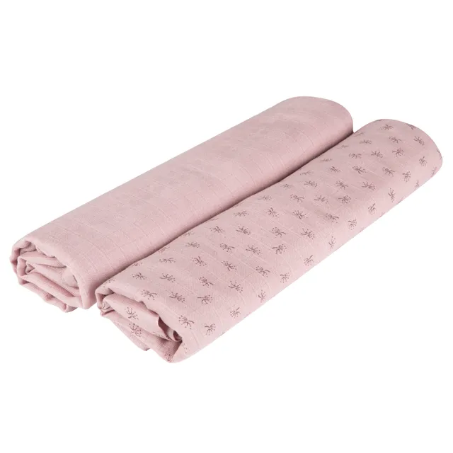 Roba Lil Planet telo mussola 120x120 rosa 2 pezzi cotone bio