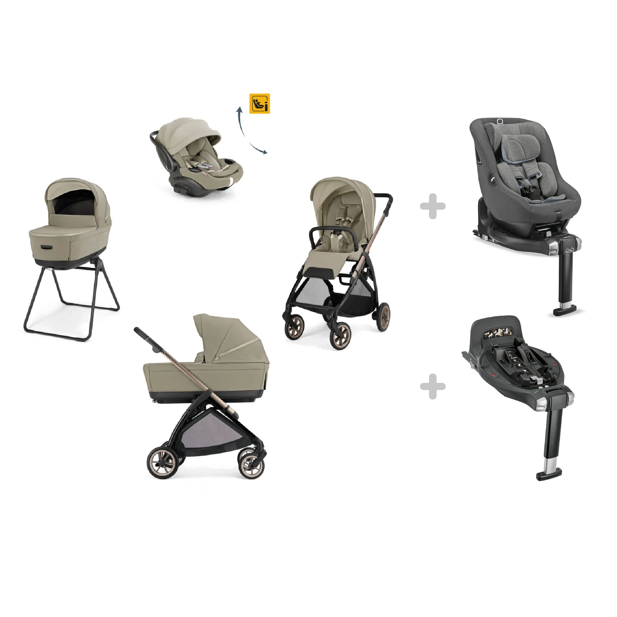 Inglesina Electa Darwin Recline Evo trio Hangar Beige con base