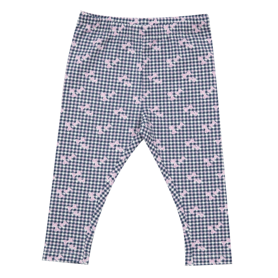 Legging Bimba Quadretti Bianchi Neri Fiocchetti Rosa Stretch