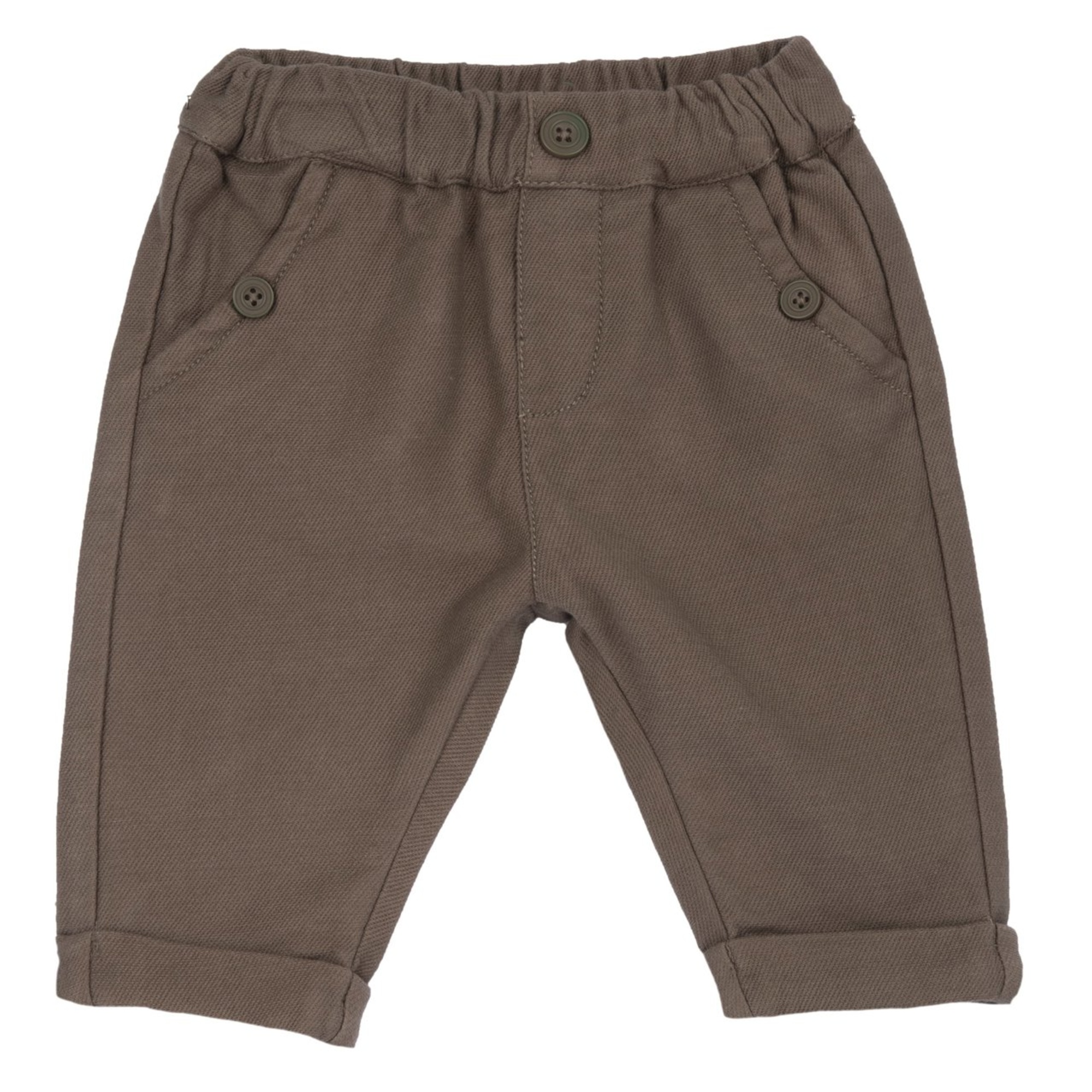 Chicco pantaloni felpa marrone bottoni cotone